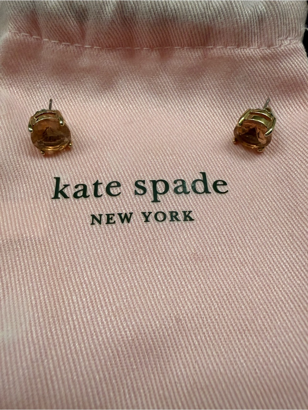 kate spade Gold-Tone Amber/Pink Crystal Gum drop Stud Earrings